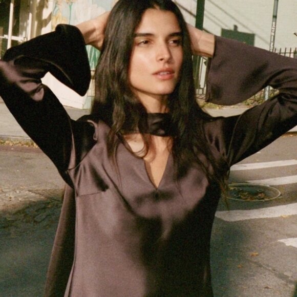 ZARA SATIN EFFECT SCARF DRESS - Picture 3 of 7